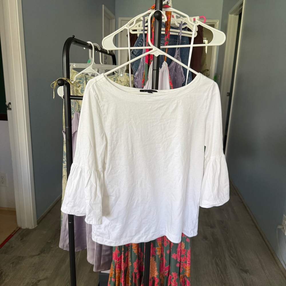 Banana Republic White Blouse with Bell Sleeves